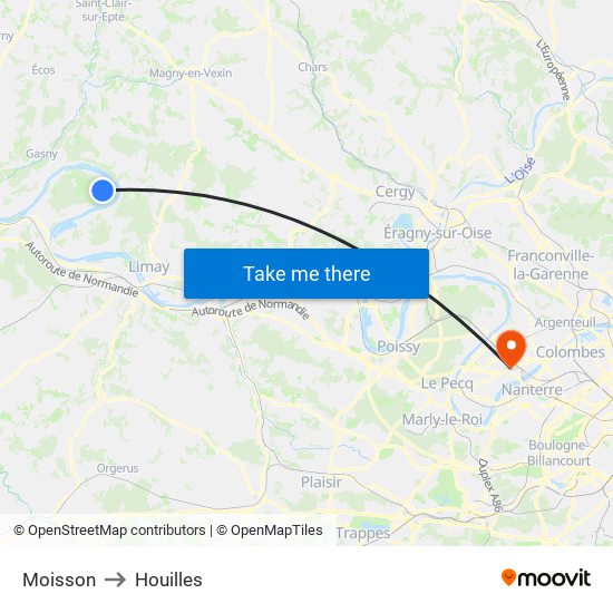 Moisson to Houilles map