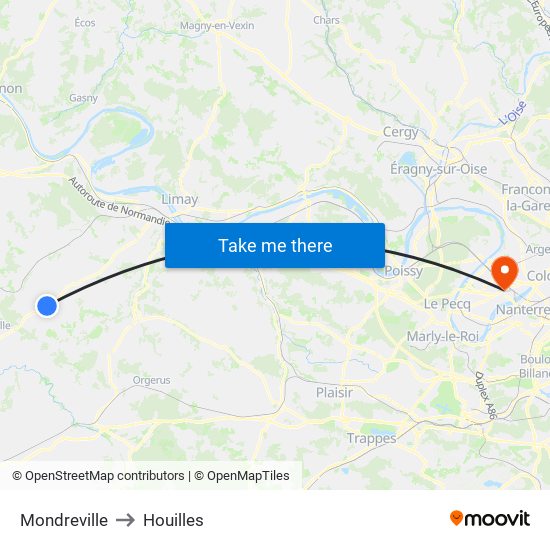 Mondreville to Houilles map