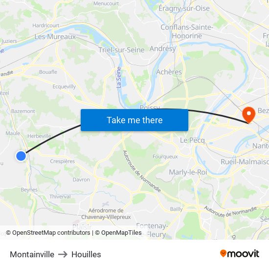 Montainville to Houilles map