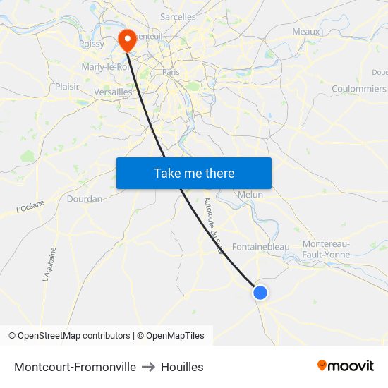 Montcourt-Fromonville to Houilles map