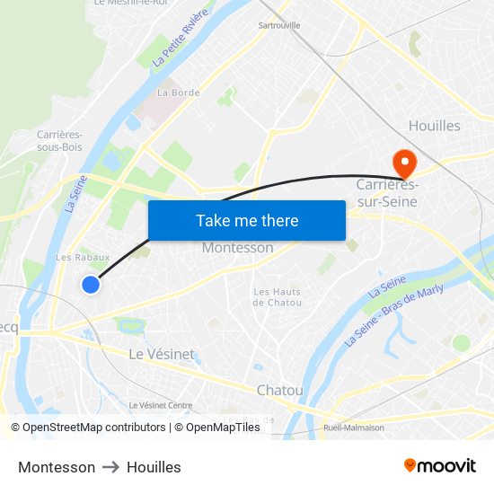 Montesson to Houilles map