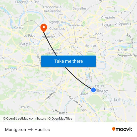 Montgeron to Houilles map