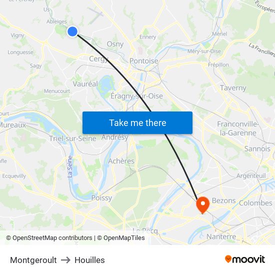 Montgeroult to Houilles map