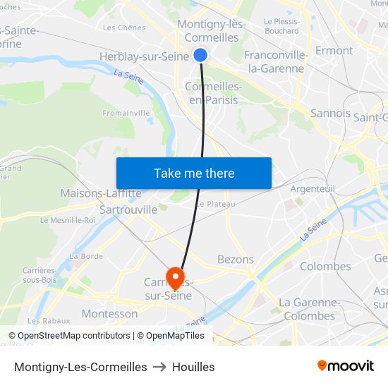 Montigny-Les-Cormeilles to Houilles map