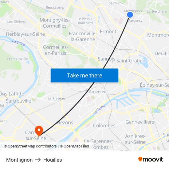 Montlignon to Houilles map