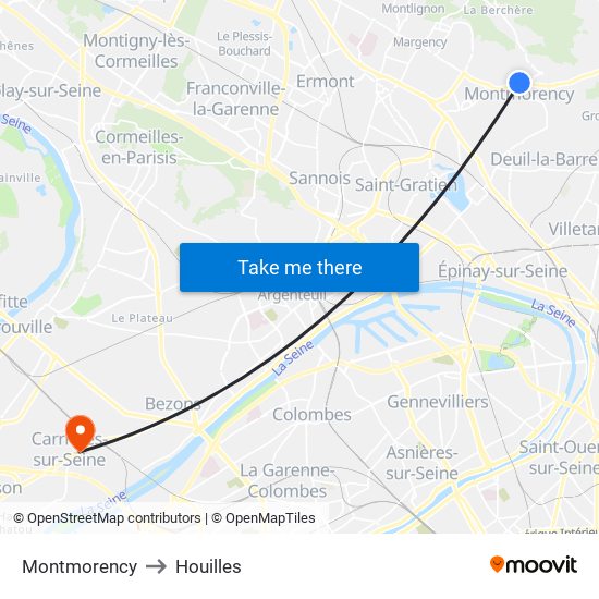 Montmorency to Houilles map