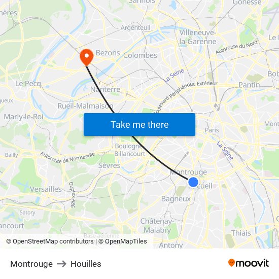 Montrouge to Houilles map