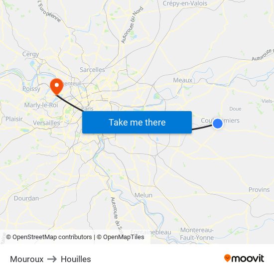 Mouroux to Houilles map
