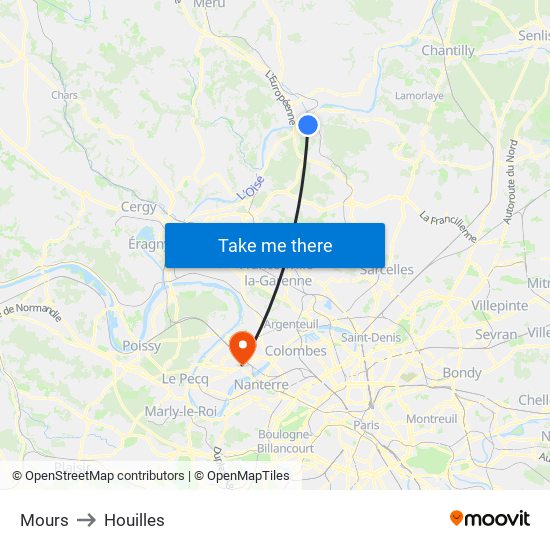 Mours to Houilles map