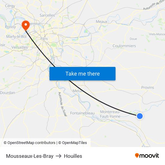 Mousseaux-Les-Bray to Houilles map