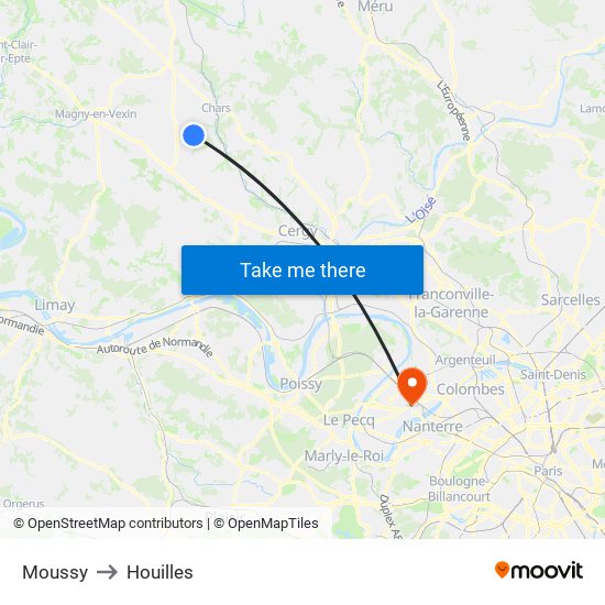 Moussy to Houilles map
