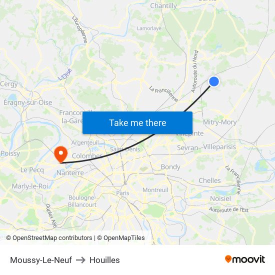 Moussy-Le-Neuf to Houilles map