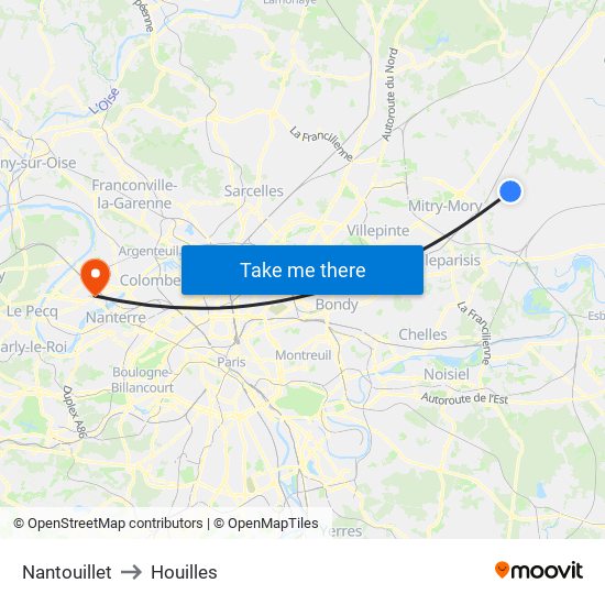 Nantouillet to Houilles map