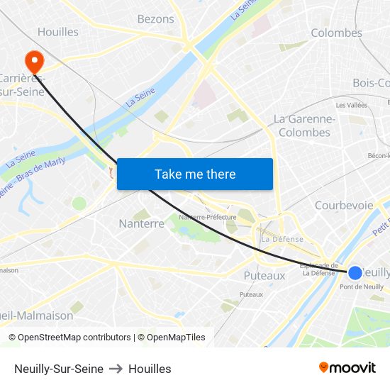 Neuilly-Sur-Seine to Houilles map