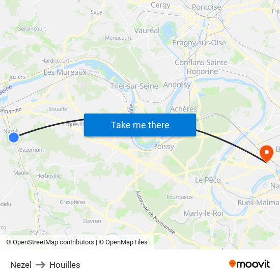 Nezel to Houilles map