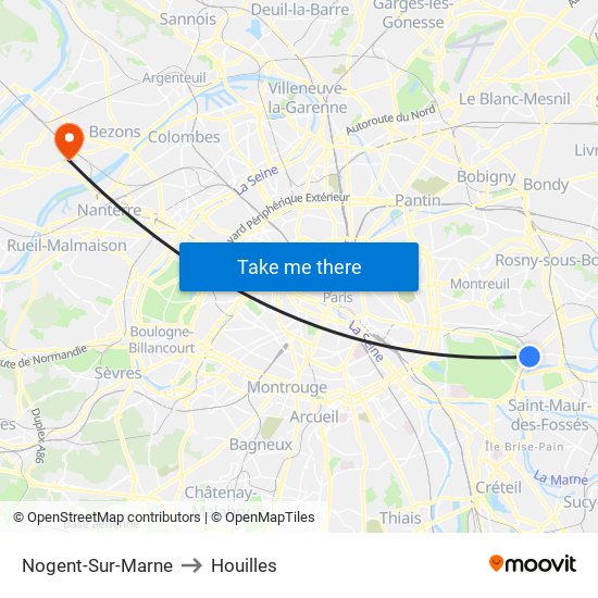 Nogent-Sur-Marne to Houilles map
