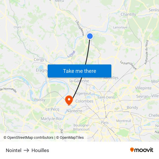 Nointel to Houilles map