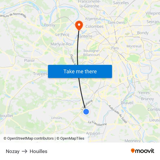 Nozay to Houilles map