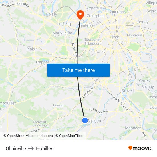 Ollainville to Houilles map
