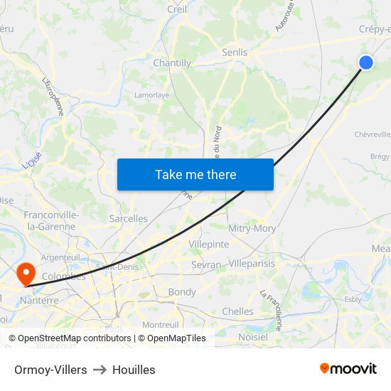 Ormoy-Villers to Houilles map