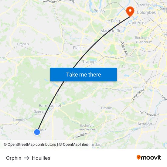 Orphin to Houilles map