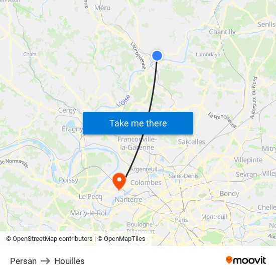 Persan to Houilles map