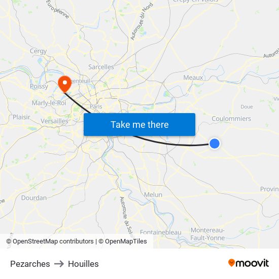 Pezarches to Houilles map