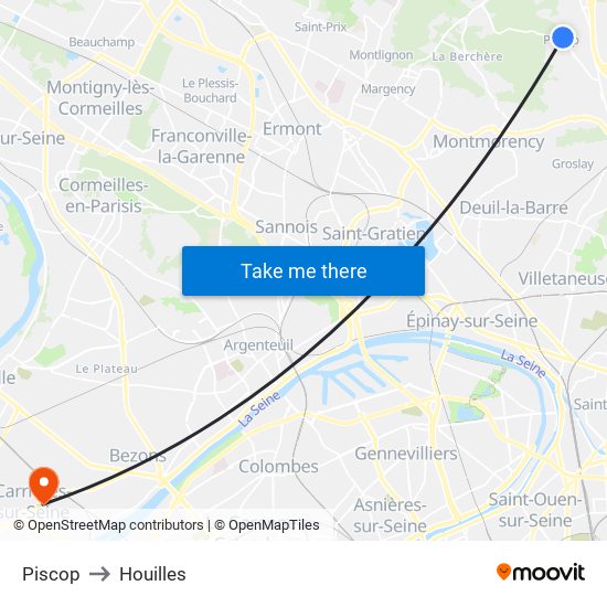 Piscop to Houilles map