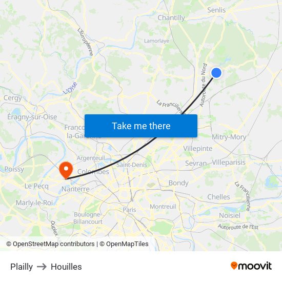 Plailly to Houilles map