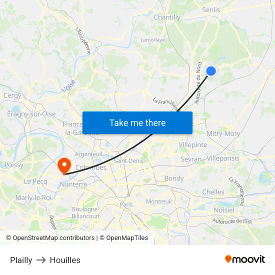 Plailly to Houilles map