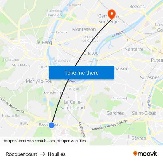 Rocquencourt to Houilles map