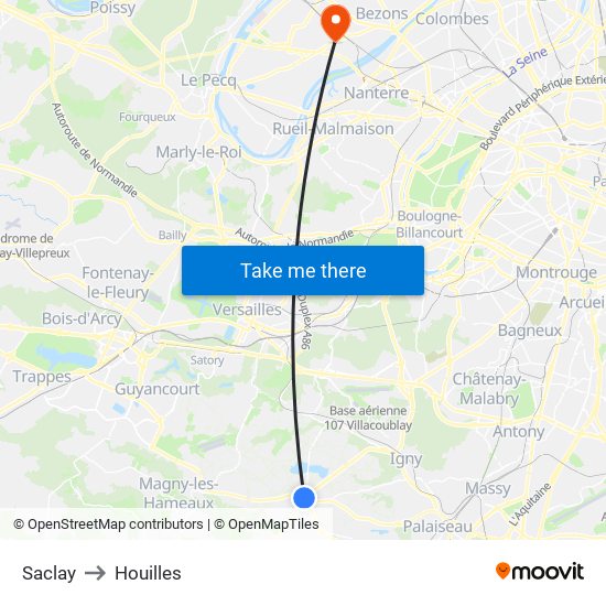 Saclay to Houilles map