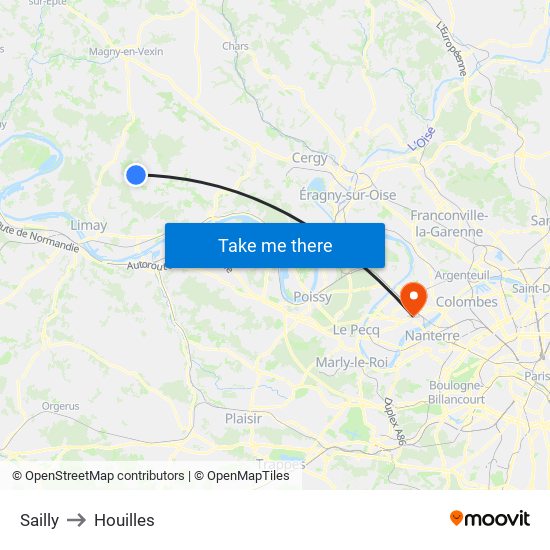 Sailly to Houilles map
