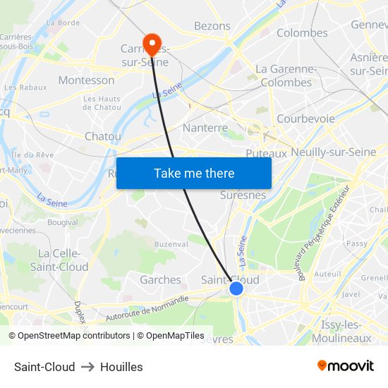Saint-Cloud to Houilles map