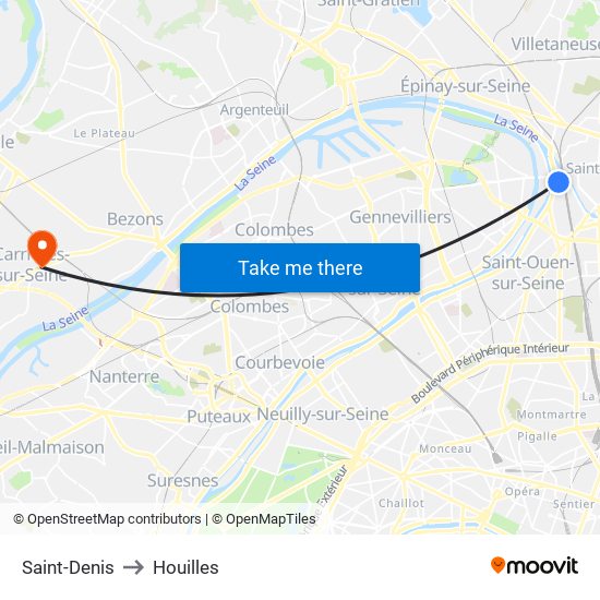Saint-Denis to Houilles map