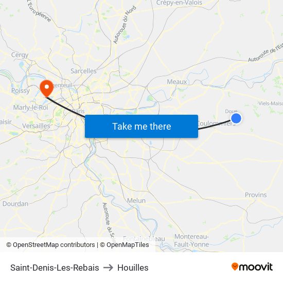 Saint-Denis-Les-Rebais to Houilles map