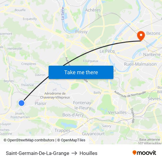 Saint-Germain-De-La-Grange to Houilles map