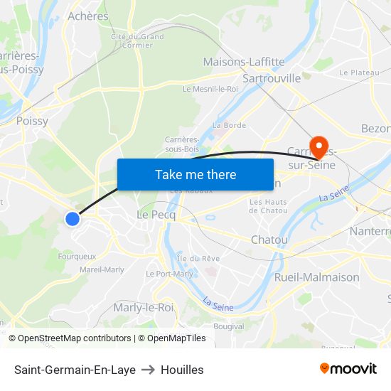 Saint-Germain-En-Laye to Houilles map