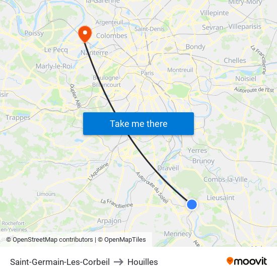 Saint-Germain-Les-Corbeil to Houilles map