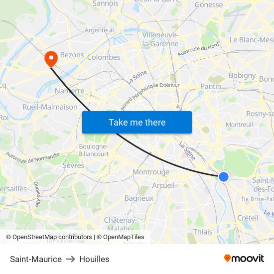 Saint-Maurice to Houilles map