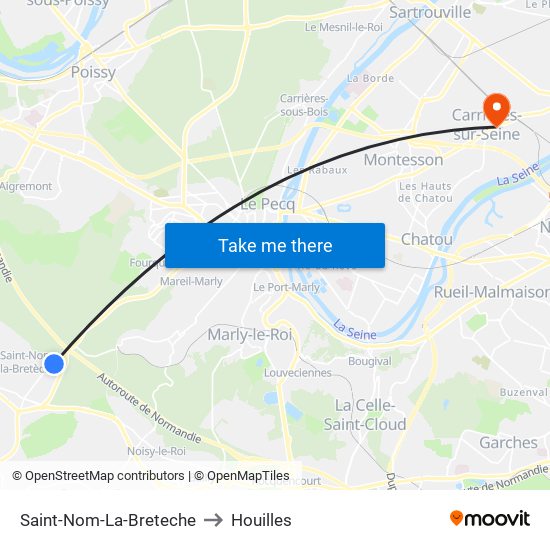 Saint-Nom-La-Breteche to Houilles map