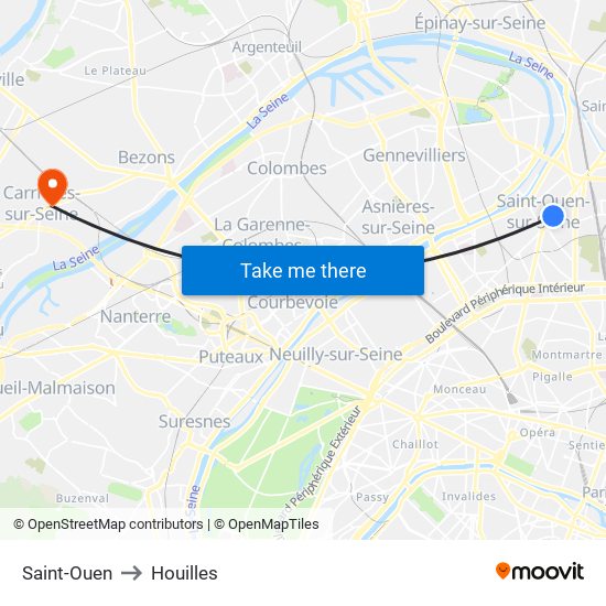 Saint-Ouen to Houilles map