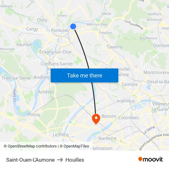 Saint-Ouen-L'Aumone to Houilles map