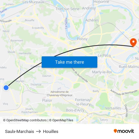 Saulx-Marchais to Houilles map