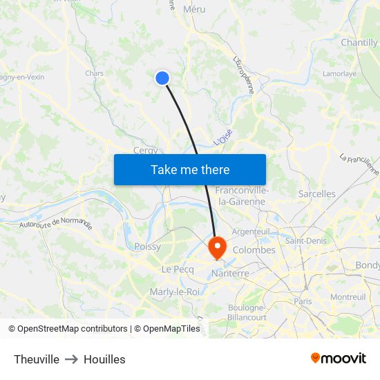 Theuville to Houilles map