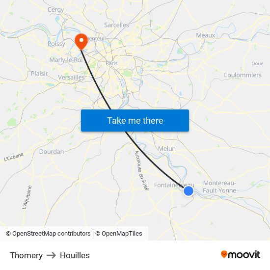 Thomery to Houilles map