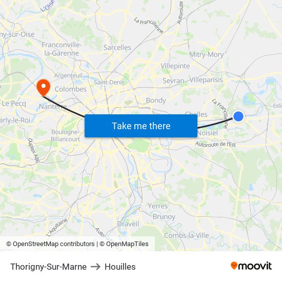 Thorigny-Sur-Marne to Houilles map