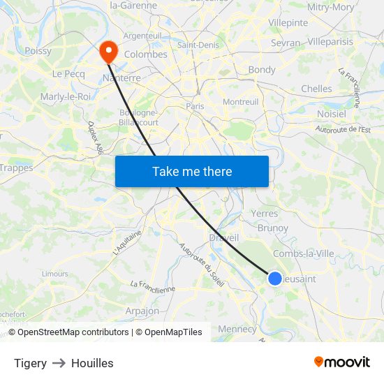 Tigery to Houilles map