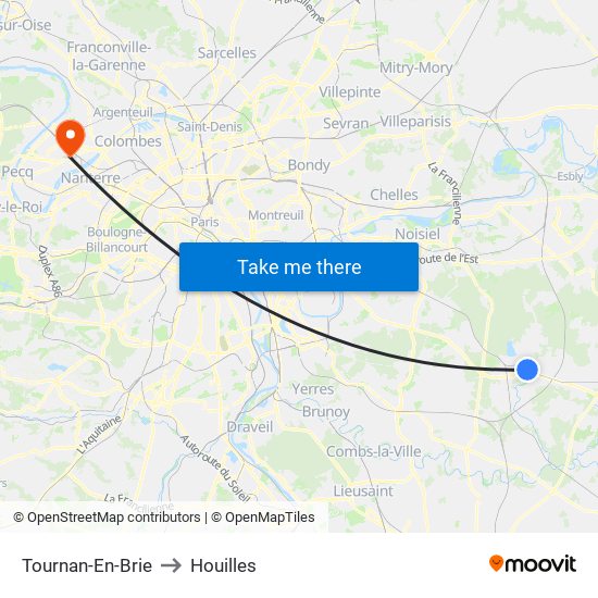 Tournan-En-Brie to Houilles map