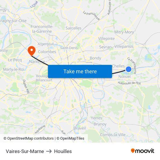 Vaires-Sur-Marne to Houilles map